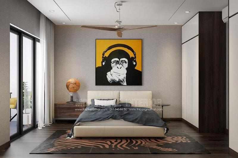 Sắp xếp nội thất phòng ngủ có quạt trần đẹp, độc đáo. Thiết kế nội thất chung cư