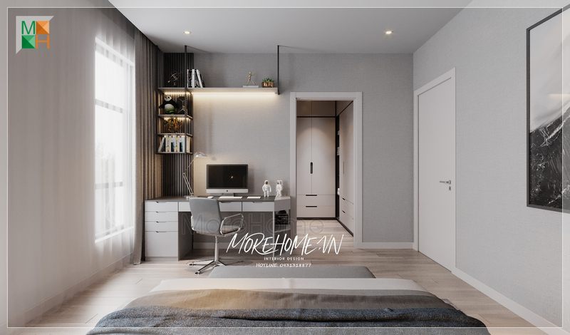 Bàn làm việc có hốc tủ gỗ tự nhiên màu xám sẽ giúp tạo nên một không gian riêng tư, giảm thiếu những tác động bên ngoài, tạo nên một không gian yên tĩnh, giúp người dùng tập trung vào công việc của mình một cách hiệu quả cao.